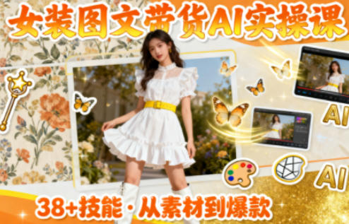 女装图文带货的AI实操课,覆盖38个实用技能,快速提升素材制作效率-快云博客