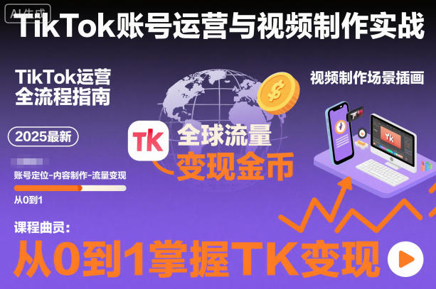 2025最新TikTok账号运营与视频制作实战全流程,从0到1掌握TK变现(含11月最新TK搬运技术)-快云博客