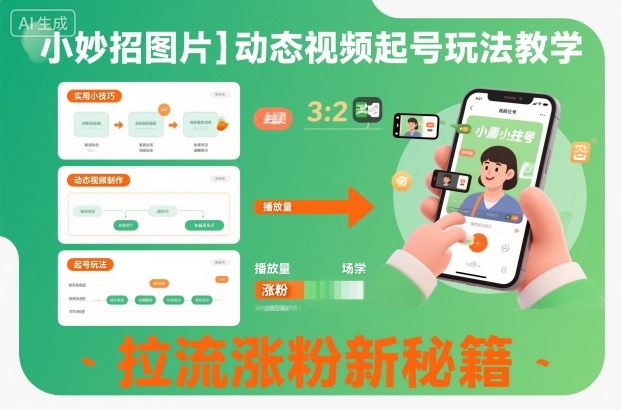 小妙招图片+动态视频起号玩法教学,拉流涨粉新秘籍-快云博客