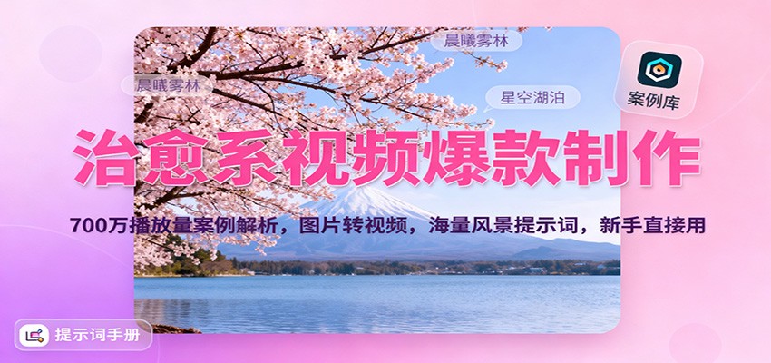 治愈系视频爆款制作，700万播放量案例解析，图片转视频，海量风景提示词，新手直接用-快云博客