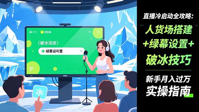 直播冷启动全攻略:人货场搭建+绿幕设置+破冰技巧，新手月入过万实操指南-快云博客