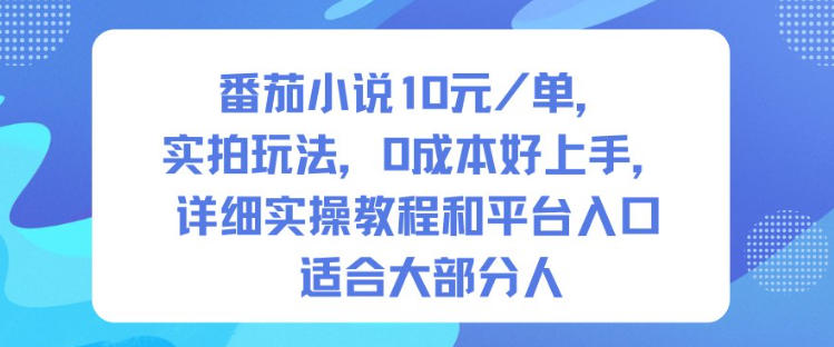 番茄小说10米每单，实拍玩法，0成本好上手，详细实操教程和平台入口适合大部分人-快云博客