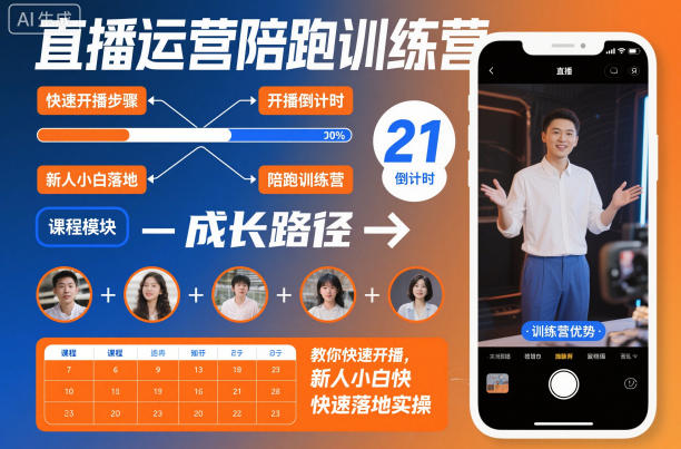 直播运营陪跑训练营，教你快速开播，新人小白快速落地实操-快云博客