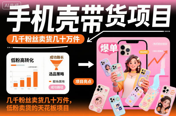 手机壳带货项目，几千粉丝卖货几十万件，短视频低粉卖货的天花板项目-快云博客