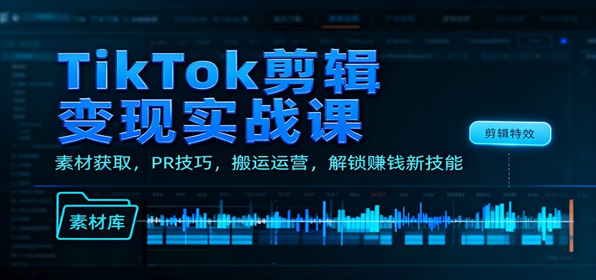 TikTok剪辑变现实战课:素材获取,PR技巧,搬运运营,解锁赚钱新技能-快云博客