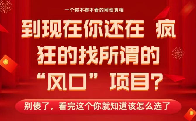 马上26年了，你还在找所谓的风口项目？别傻了，看完这个你全都懂了！【揭秘】-快云博客