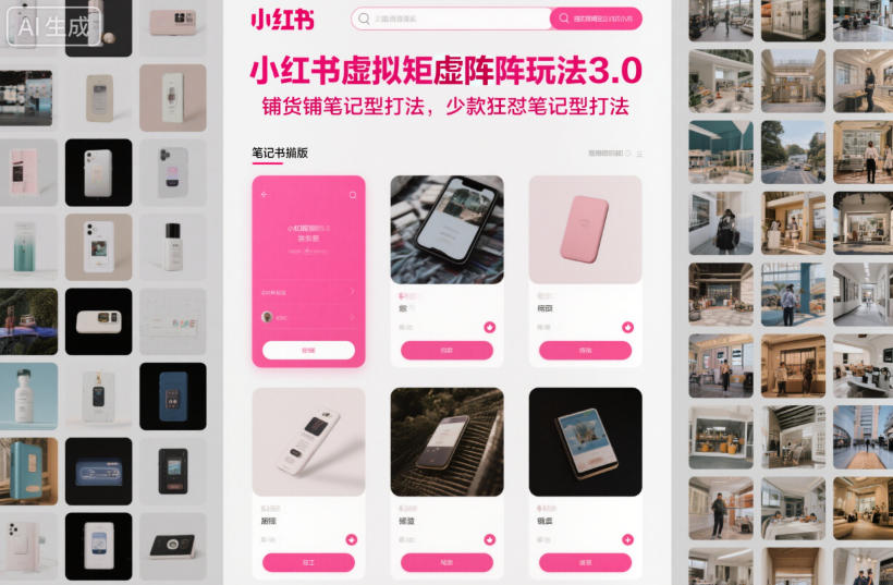 小红书虚拟矩阵玩法3.0，铺货铺笔记型打法，少款狂怼笔记型打法-快云博客