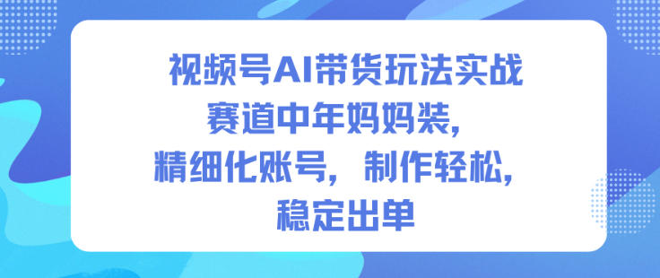视频号AI带货玩法实战，赛道中年妈妈装，精细化账号，制作轻松，稳定出单-快云博客