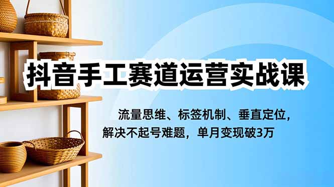 抖音手工赛道运营实战课,流量思维、标签机制、垂直定位,解决不起号难题,单月变现破3万-快云博客