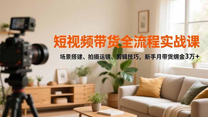 短视频带货全流程实战课，场景搭建、拍摄运镜、剪辑技巧，新手月带货佣金3万+-快云博客