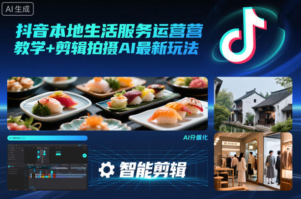 抖音本地生活服务运营教学+剪辑拍摄AI最新玩法-快云博客