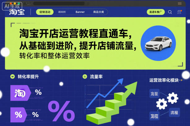 淘宝开店运营教程直通车，从基础到进阶，提升店铺流量，转化率和整体运营效率(更新11月)-快云博客