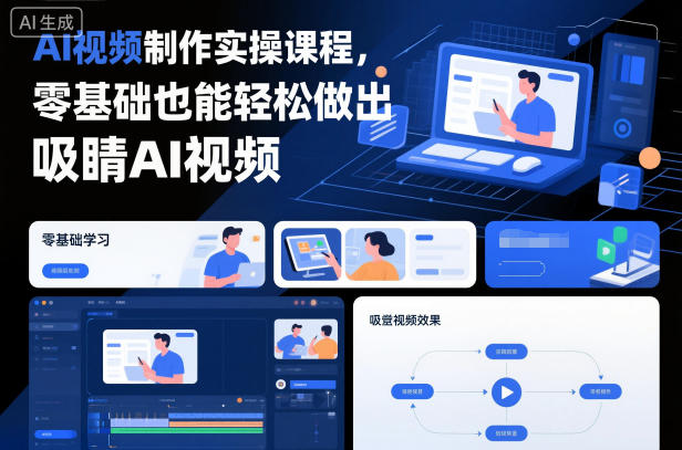 AI视频制作实操课程，零基础也能轻松做出吸睛AI视频-快云博客