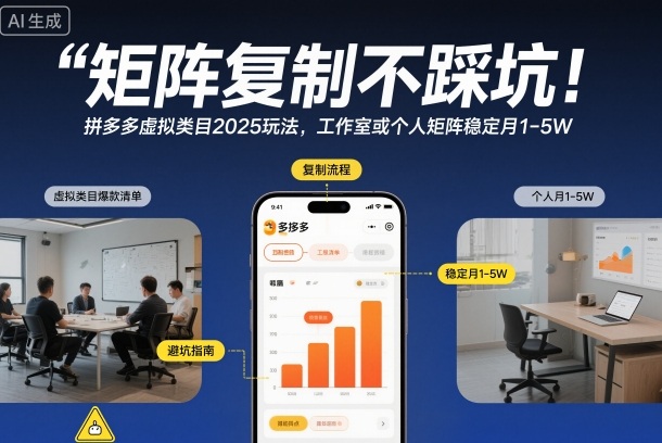 矩阵复制不踩坑！拼多多虚拟类目2025玩法，工作室或者个人矩阵稳定月1-5W【揭秘】-快云博客