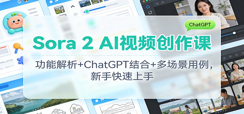 Sora 2 AI视频创作课：功能解析+ChatGPT结合+多场景用例，新手快速上手-快云博客