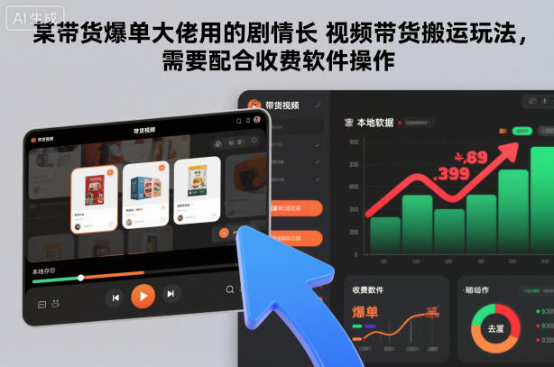 某带货爆单大佬用的剧情长视频带货搬运玩法，需要配合收费软件操作-快云博客