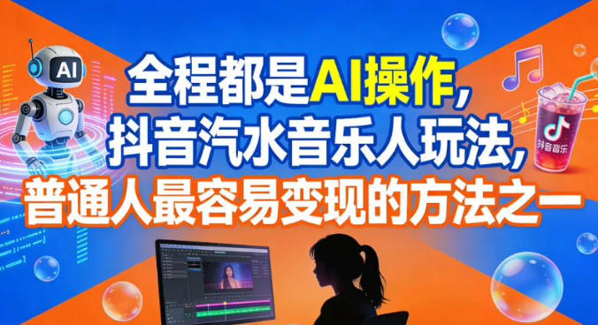 全程都是AI操作,抖音汽水音乐人玩法,普通人最容易变现的方法之一-快云博客