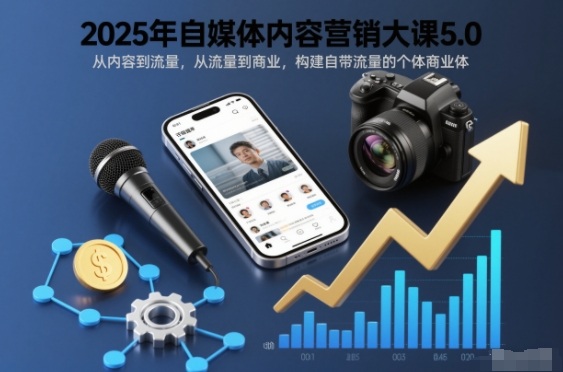2025年自媒体内容营销大课5.0，从内容到流量，从流量到商业，构建自带流量的个体商业体-快云博客