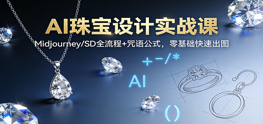 AI珠宝设计实战课：Midjourney/SD全流程+咒语公式，零基础快速出图-快云博客