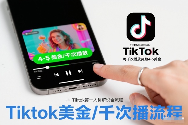 TK中视频计划项目,Tiktok第一人称解说流程,每干次播放奖励4-5美金-快云博客