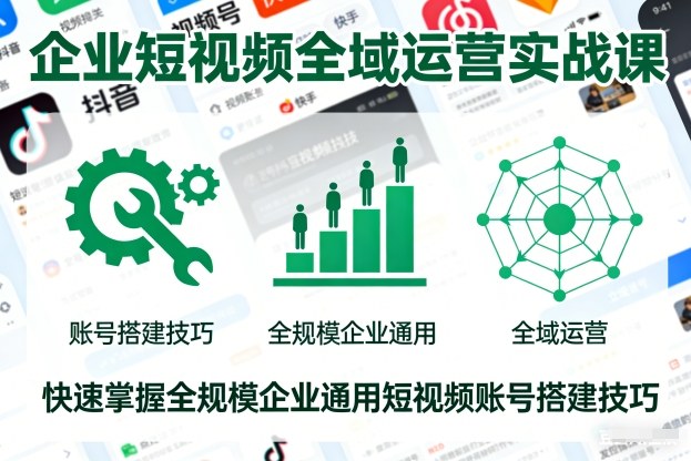 企业短视频全域运营实战课,快速掌握全规模企业通用短视频账号搭建技巧-快云博客
