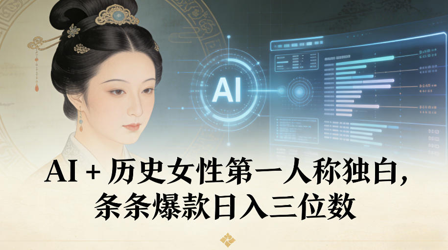 AI+历史女性第一人称独白,条条爆款日入三位数-快云博客