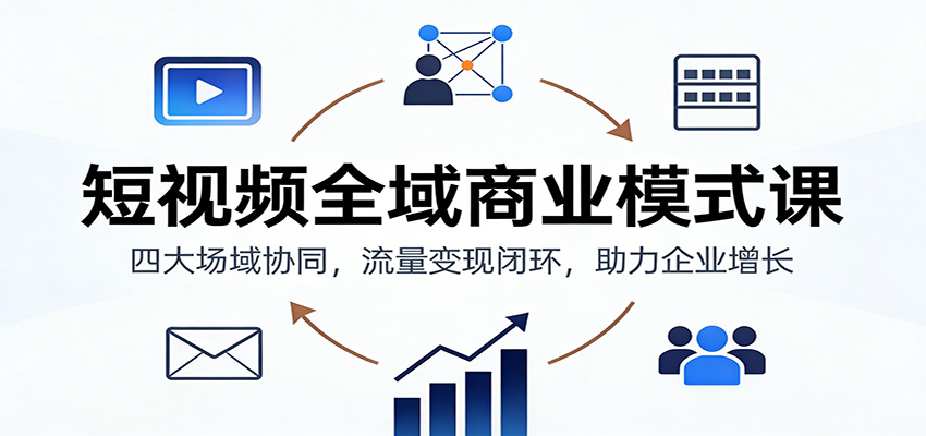 短视频全域商业模式课：四大场域协同，流量变现闭环，助力企业增长-快云博客