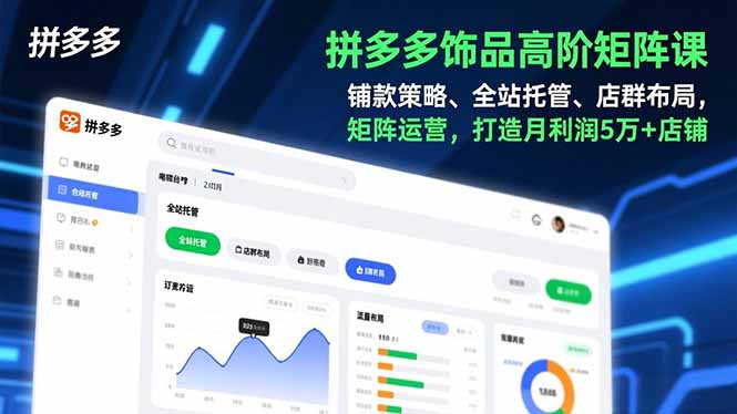 拼多多饰品高阶矩阵课，铺款策略、全站托管、店群布局，矩阵运营，打造月利润5万+店铺-快云博客