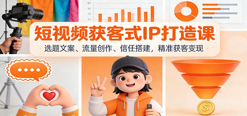 短视频获客式IP打造课：选题文案、流量创作、信任搭建，精准获客变现-快云博客