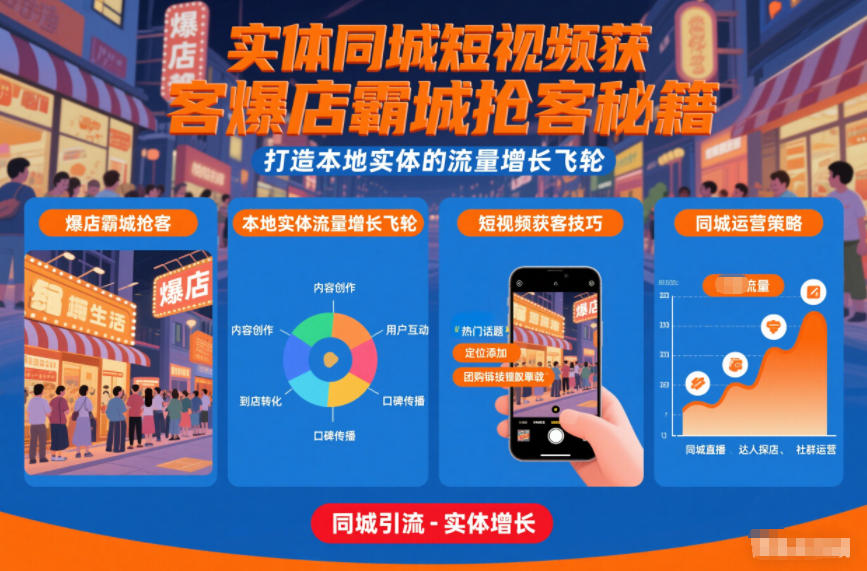 实体同城短视频获客爆店霸城抢客秘籍，打造本地实体的流量增长飞轮-快云博客