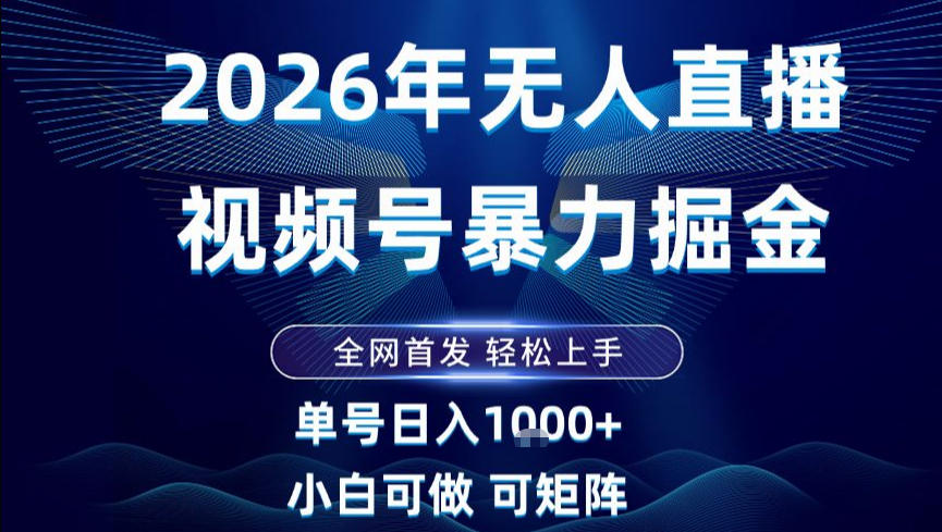 2026最新视频号无人直播掘金，全网首发，小白可以玩，长期稳定日入1k+【揭秘】-快云博客