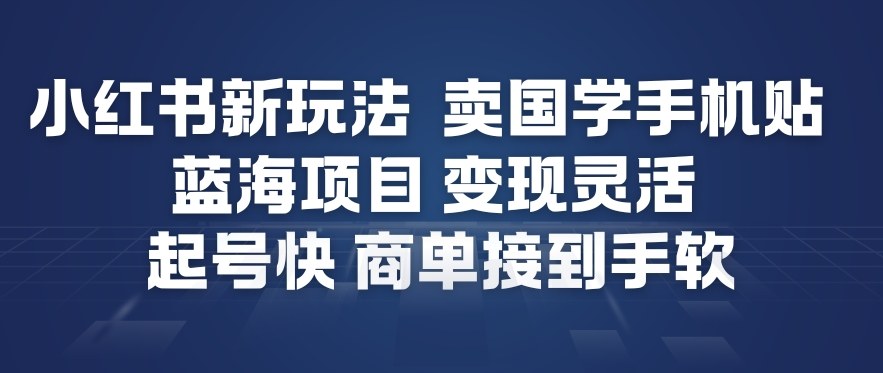 小红书新玩法，卖国学手机贴，蓝海项目，变现灵活，起号快，商单接到手软 &ndash; 快云博客-快云博客