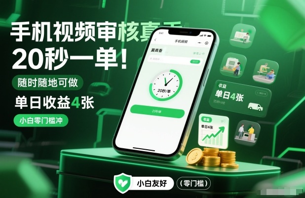手机视频审核真香！20秒一单，随时随地可做，单日收益4张，小白零门槛冲【揭秘】-快云博客