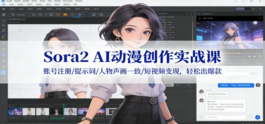 Sora2 AI动漫创作实战课：账号注册/提示词/人物声画一致/短视频变现，轻松出爆款-快云博客