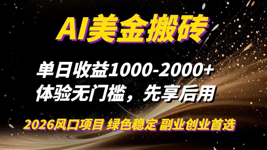 AI美金搬砖，单日收益1000-2000+，2025风口项目，可以副业，可以全职，可以工作室放大-快云博客