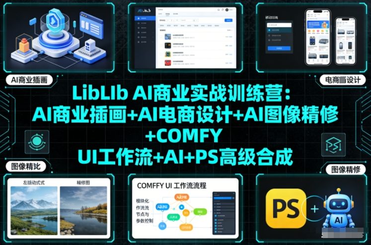 LibLIb AI商业实战训练营:AI商业插画+AI电商设计+AI图像精修+COMFY UI工作流+AI+PS高级合成-快云博客