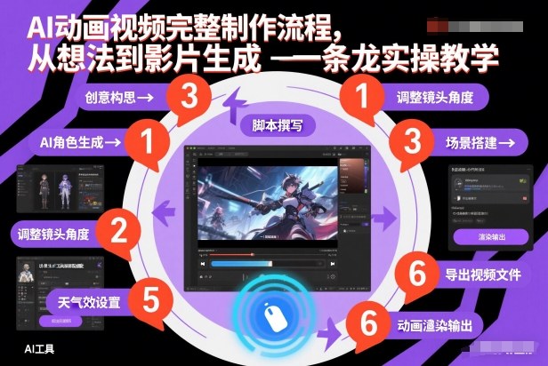 AI动画视频完整制作流程，从想法到影片生成一条龙实操教学-快云博客