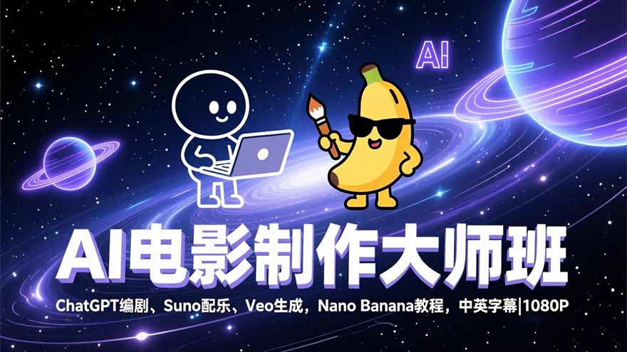 AI电影制作大师班：ChatGPT编剧、Suno配乐、Veo生成，Nano Banana教程，中英字幕|1080P-快云博客