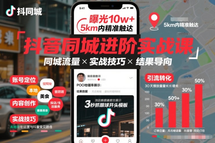 抖音同城进阶实战课，助你同城流量拿到结果-快云博客
