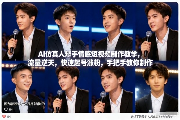 AI仿真人辩手情感短视频制作教学，流量逆天，快速起号涨粉，手把手教你制作-快云博客