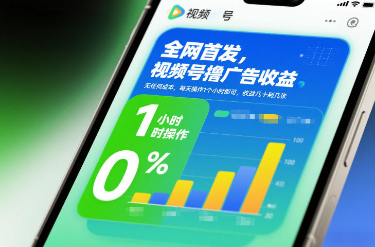 全网首发，视频号撸广告收益，无任何成本，每天操作1个小时即可，收益几十到几张-快云博客