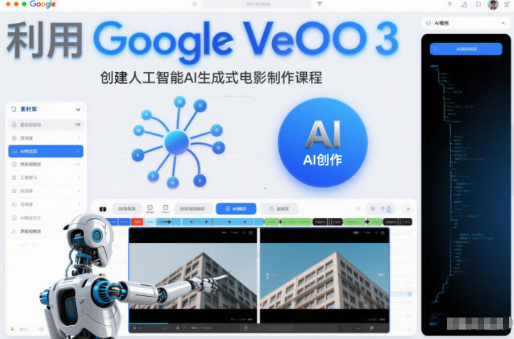利l用Google Veo 3创建人工智能AI生成式电影制作课程，使用人工智能的力量创建令人惊叹的视频-快云博客