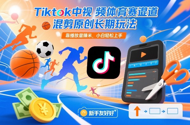 Tiktok中视频体育赛道混剪原创长期玩法，靠播放量賺米，小白轻松上手-快云博客