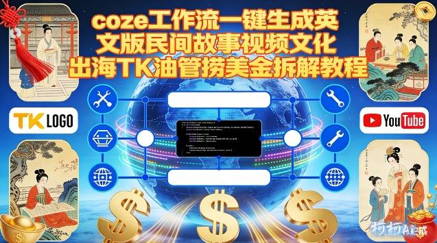 Coze扣子工作流一键生成英文版民间故事视频，文化出海TK油管捞美金拆解教程-快云博客