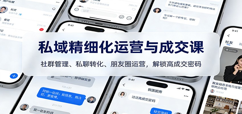私域精细化运营与成交课：社群管理、私聊转化、朋友圈运营，解锁高成交密码-快云博客