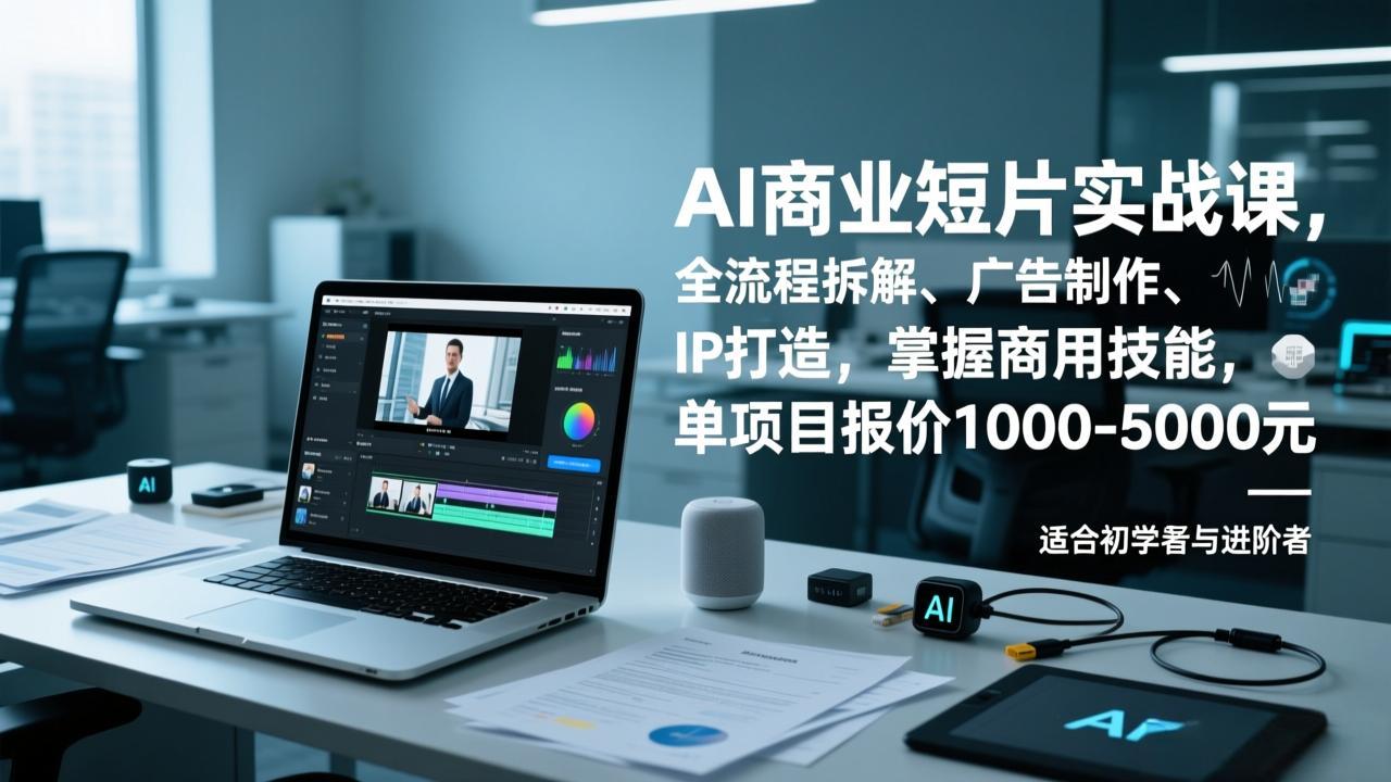 AI商业短片实战课，全流程拆解、广告制作、IP打造，掌握商用技能，单项目报价1000-5000元-快云博客