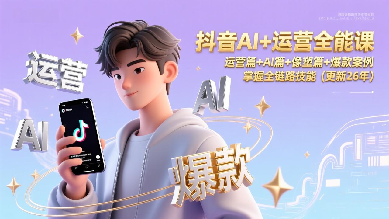 抖音AI+运营全能课，运营篇+AI篇+像塑篇+爆款案例，掌握全链路技能(更新26年-快云博客