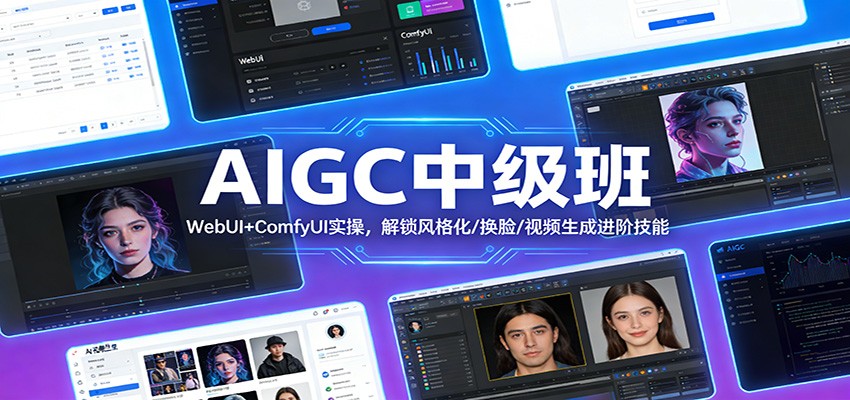 AIGC中级班：WebUI+ComfyUI实操，解锁风格化/换脸/视频生成进阶技能-快云博客