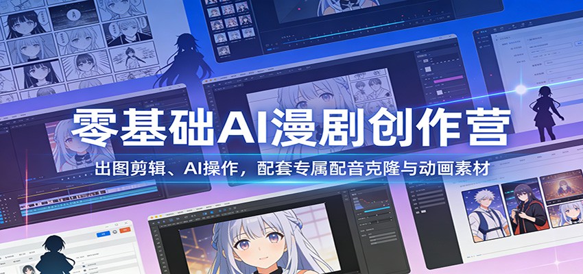 零基础AI漫剧创作营：出图剪辑、AI操作，配套专属配音克隆与动画素材-快云博客