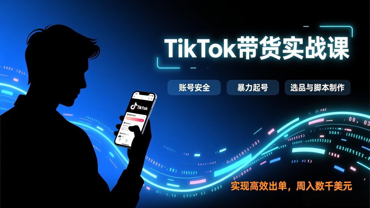 TikTok带货实战课，涵盖账号安全、暴力起号、选品与脚本制作，实现高效出单，周入数千美元-快云博客